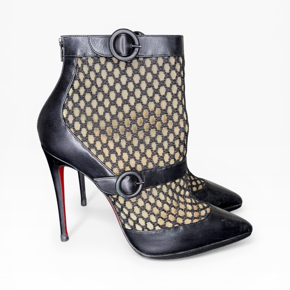 Christian Louboutin Shoes - Christian Louboutin Black and Tan Heeled Boots Size 39